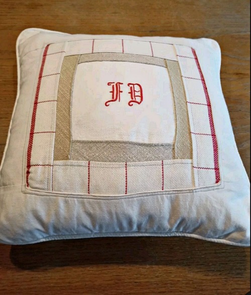 Cushion Cover with Monogram in French Antique Linen