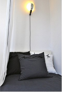 Linen cushion cover-(vichy sombre  60*60cm)