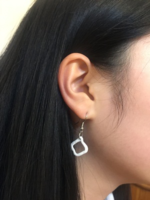핸드메이드 세라믹 귀걸이 (square line earrings)