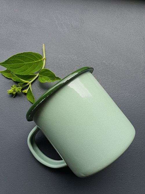 Vintage Pale Green Enamel Drinking Mug